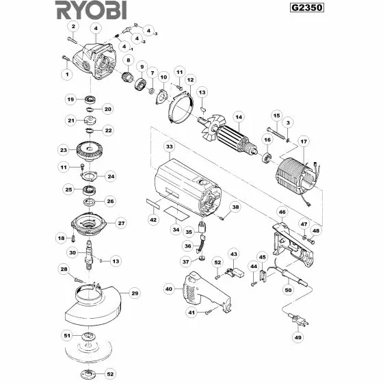 Ryobi G2350 Spare Parts List Type: 1000078706